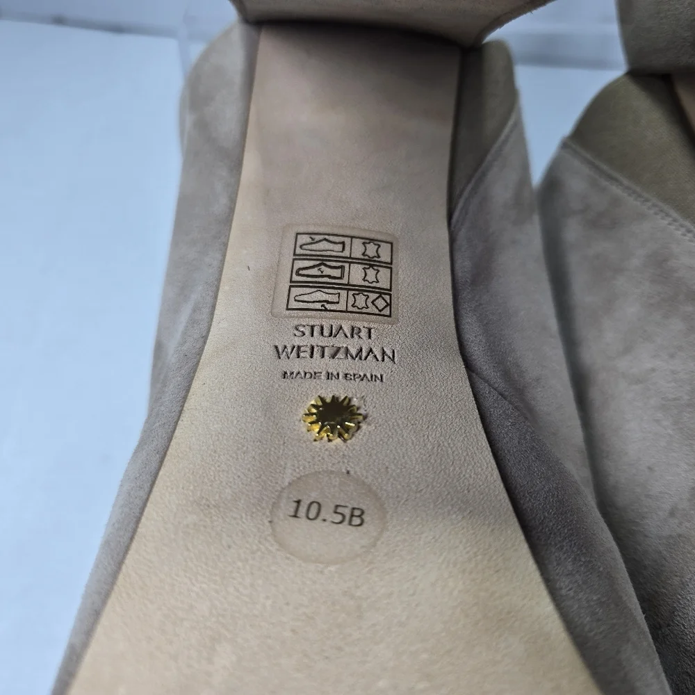 Stuart Weitzman Skyhigh 145mm Natural Tan Slide Platform Mules Size 10 1/2 M